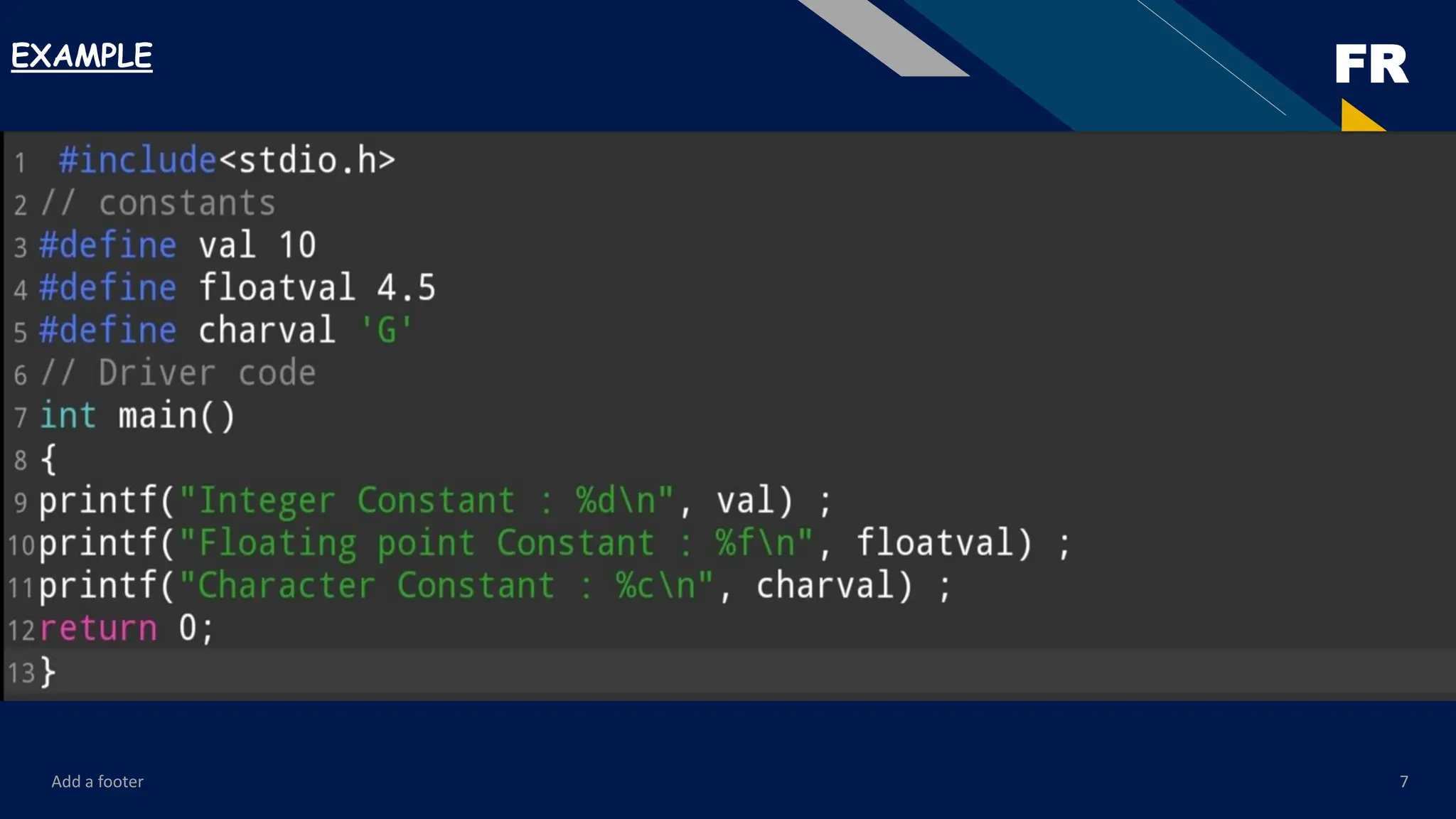 FR
Add a footer 7
EXAMPLE
 