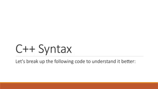 Comprehensive Introduction to C++ Syntax and Programming Basics | PPTX