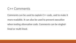 Comprehensive Introduction to C++ Syntax and Programming Basics | PPTX