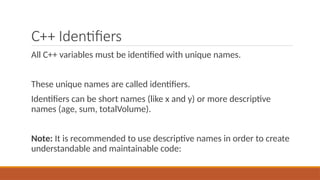 Comprehensive Introduction to C++ Syntax and Programming Basics | PPTX