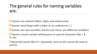 Comprehensive Introduction to C++ Syntax and Programming Basics | PPTX