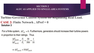 SECTION 2
ALFC AS APPLIED TO SINGLE-AREA SYSTEMS
Turbine-Governor Control System for Regulating Real Load.
CASE 2: Finite Network , ΔPref = 0
 