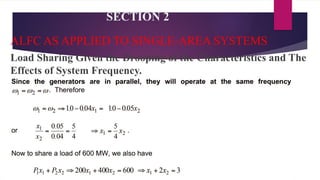 SECTION 2
ALFC AS APPLIED TO SINGLE-AREA SYSTEMS
Load Sharing Given the Drooping of the Characteristics and The
Effects of System Frequency.
 