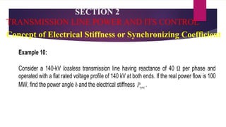 SECTION 2
TRANSMISSION LINE POWER AND ITS CONTROL
Concept of Electrical Stiffness or Synchronizing Coefficient
 