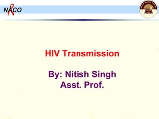 HIV Transmission
By: Nitish Singh
Asst. Prof.
 