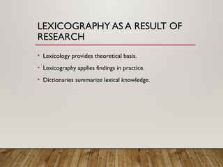 Comprehensive Overview of Lexicography: Theory, Practice, and Modern ...