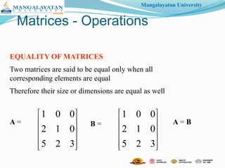 Various operation performs on the Matrix | PPTX