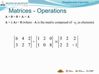 Various operation performs on the Matrix | PPTX