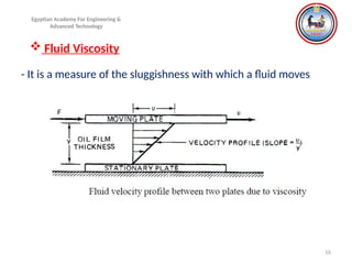 16
Egyptian Academy For Engineering &
Advanced Technology
 Fluid Viscosity
- It is a measure of the sluggishness with which a fluid moves
 