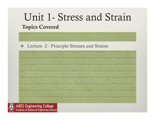 Lecture 2 principal stress and strain | PDF