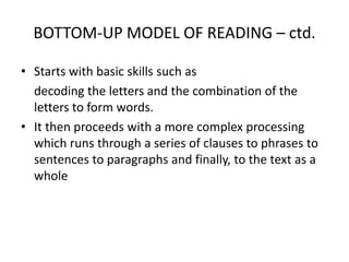 Lecture 2 reading process & models of reading | PPT
