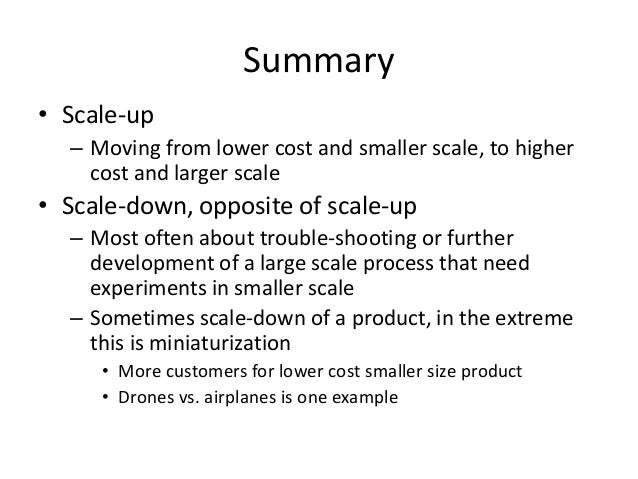Scale Up And Scale Down Of Chemical Processes