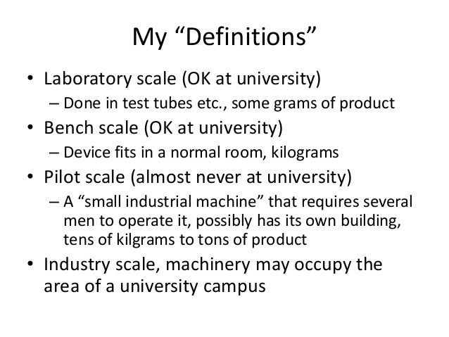 Scale Up And Scale Down Of Chemical Processes