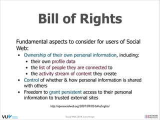 Privacy
Settings

Social Web 2014, Lora Aroyo!
Monday, February 17, 14

 