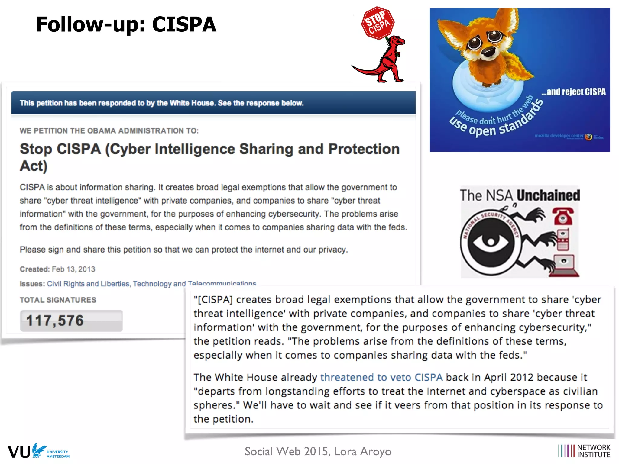 Follow-up: CISPA
Social Web 2015, Lora Aroyo
 