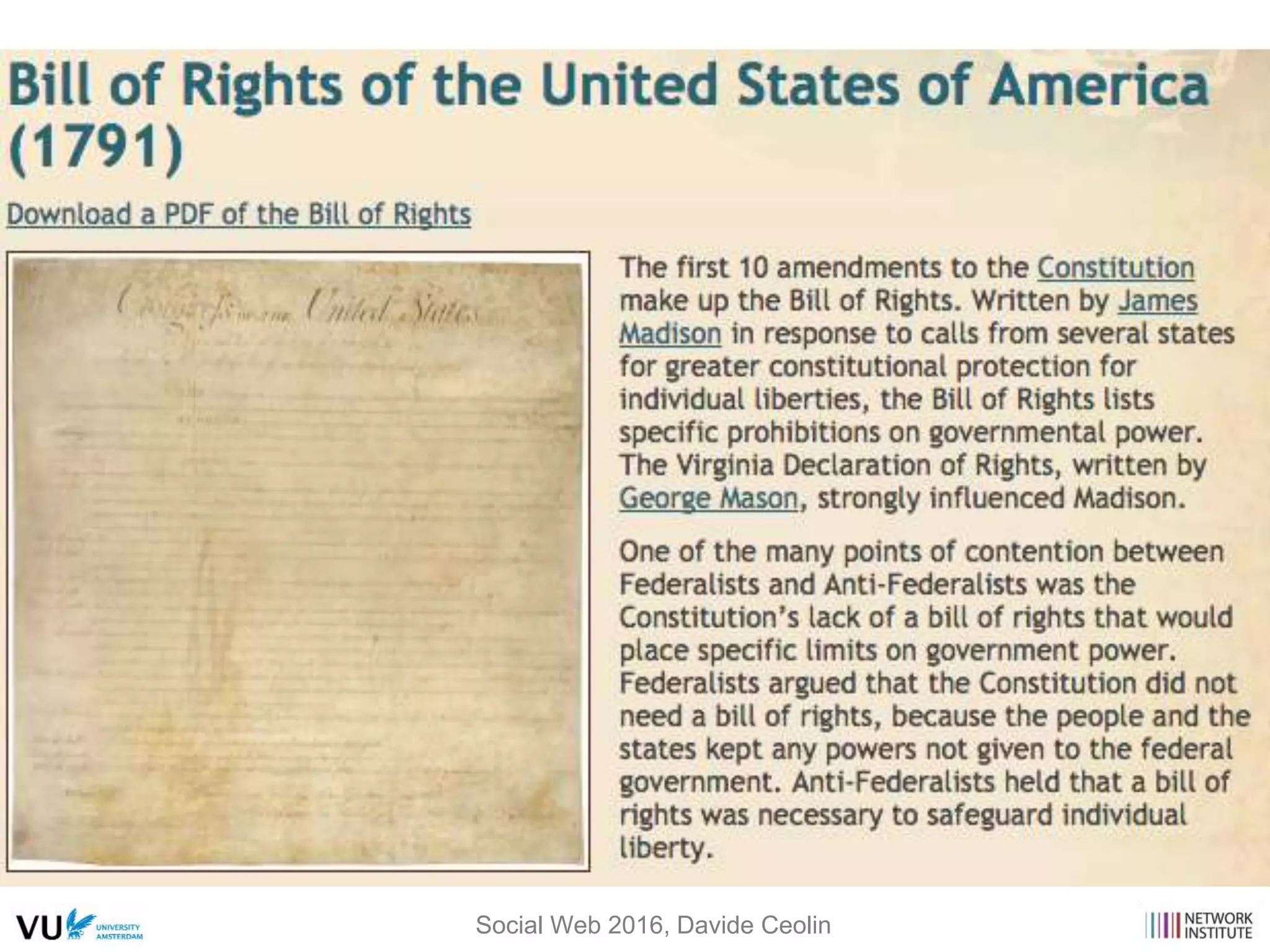 Social Web 2016, Davide Ceolin
 