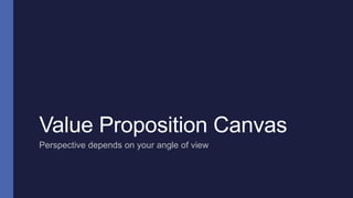 Value Proposition Canvas
Perspective depends on your angle of view
 