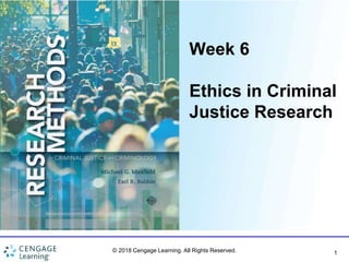 1
Week 6
Ethics in Criminal
Justice Research
© 2018 Cengage Learning. All Rights Reserved.
 