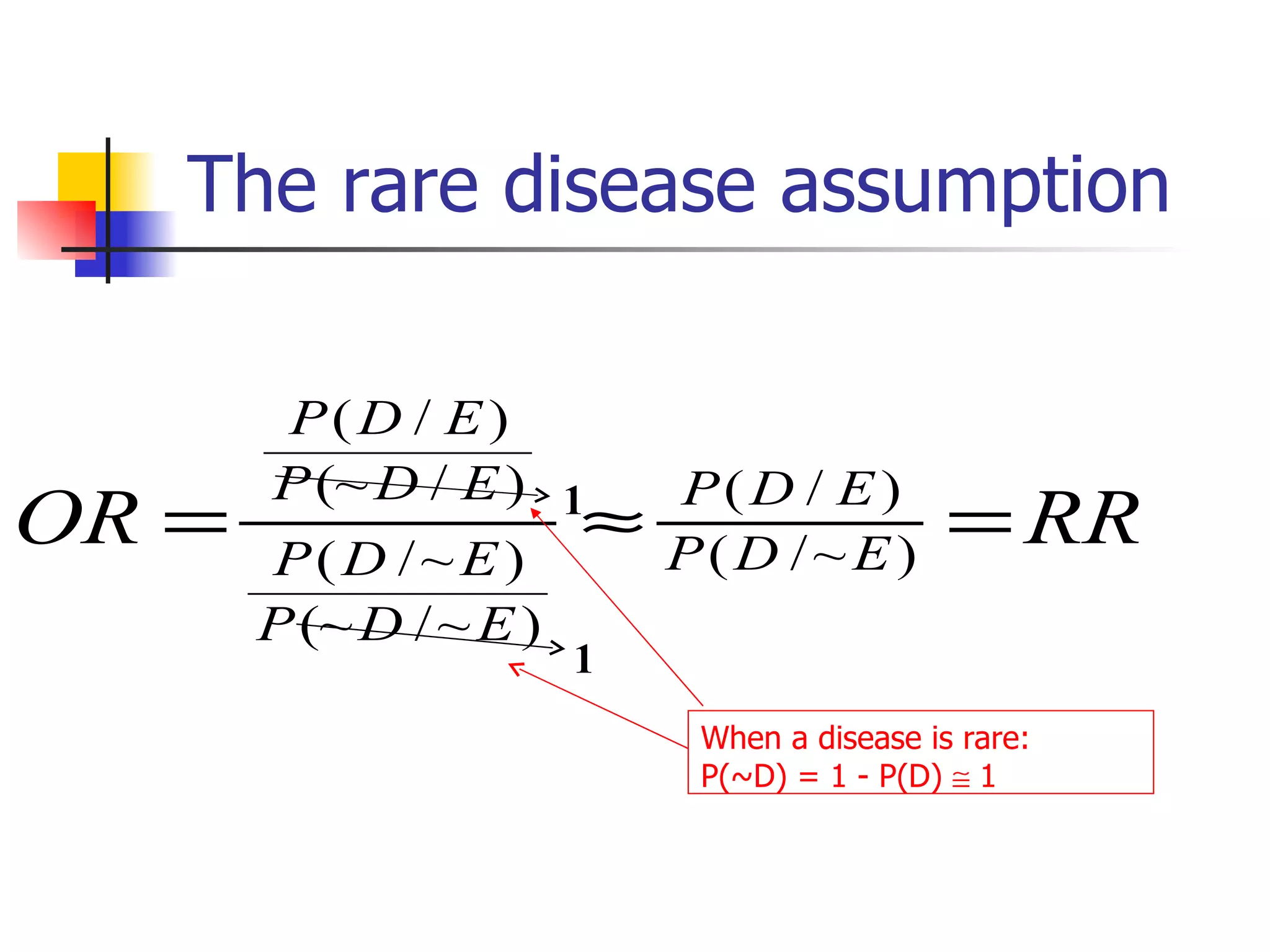 The rare disease assumption 1 1 When a disease is rare:  P(~D) = 1 - P(D)    1 