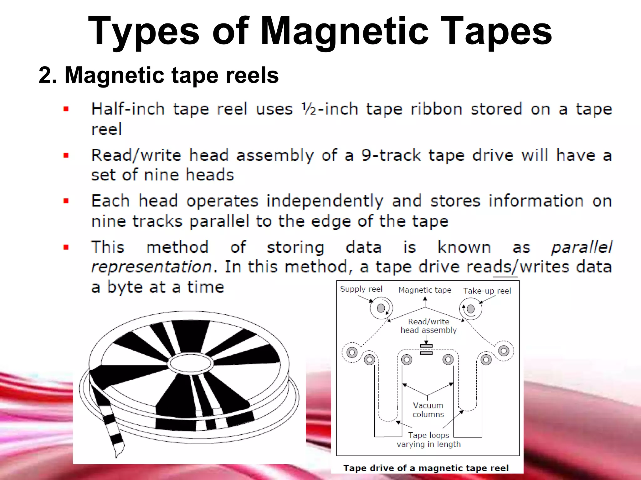 Types of Magnetic Tapes 2. Magnetic tape reels 