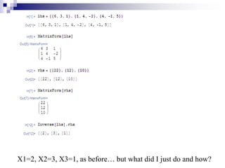 X1=2, X2=3, X3=1, as before… but what did I just do and how? 
 