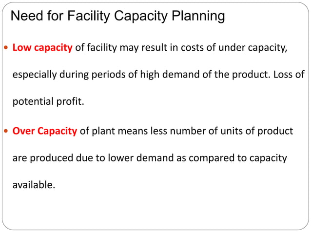 Facility Capacity & Layout Planning