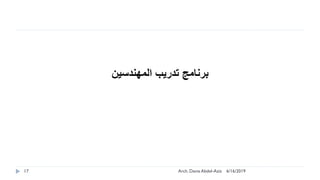 6/16/2019Arch. Dania Abdel-Aziz17
‫برنامج‬‫المهندسين‬ ‫تدريب‬
 
