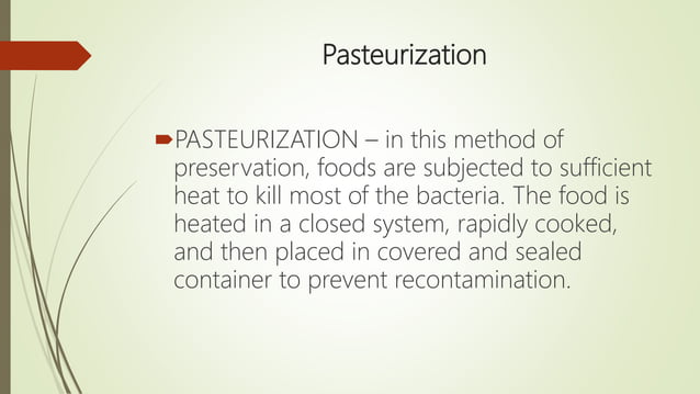 Food Processing And Preservation Methods And Legislation