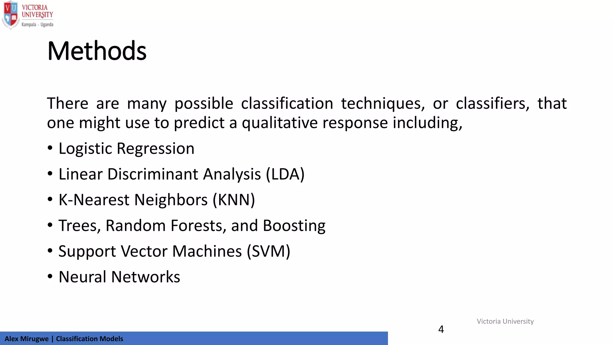 Machine Learning (Classification Models) | PPTX