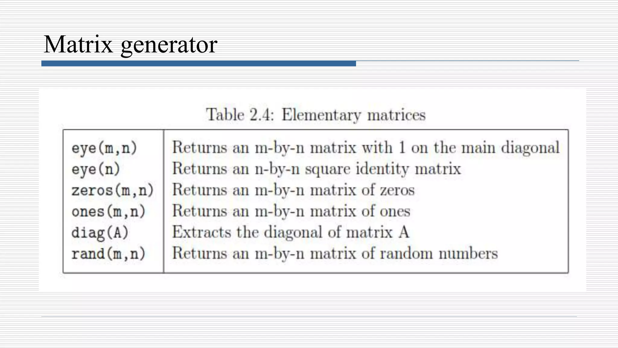 Matrix generator
 