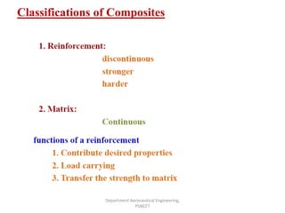 Classifications of Composites
Department Aeronautical Engineering,
PSNCET
 