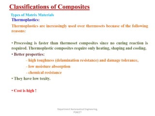 Classifications of Composites
Department Aeronautical Engineering,
PSNCET
Types of Matrix Materials
 