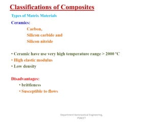 Classifications of Composites
Department Aeronautical Engineering,
PSNCET
Types of Matrix Materials
 