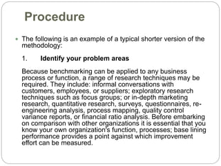 Quality Benchmark Example Lecture 3 benchmarking in quality system | PPTX