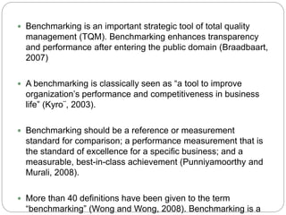 Lecture 3 benchmarking in quality system | PPTX