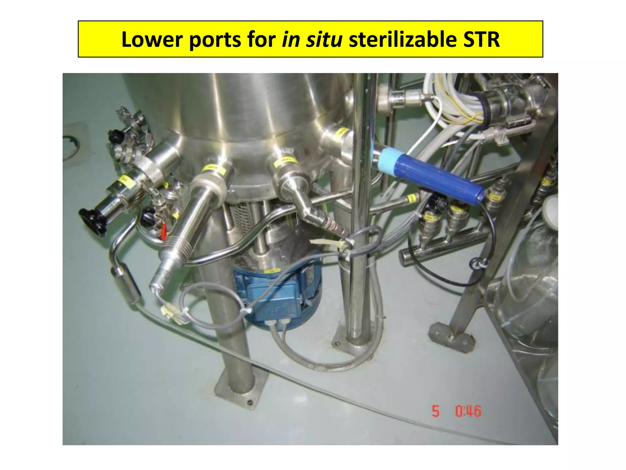Lower ports for in situ sterilizable STR