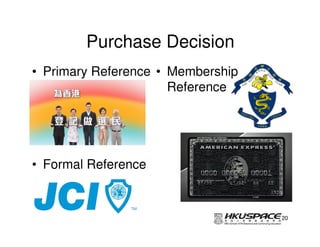 Purchase Decision
• Primary Reference • Membership
                      Reference




• Formal Reference


                                   20
 