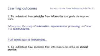 Principles of Health Informatics: Informatics skills - communicating ...