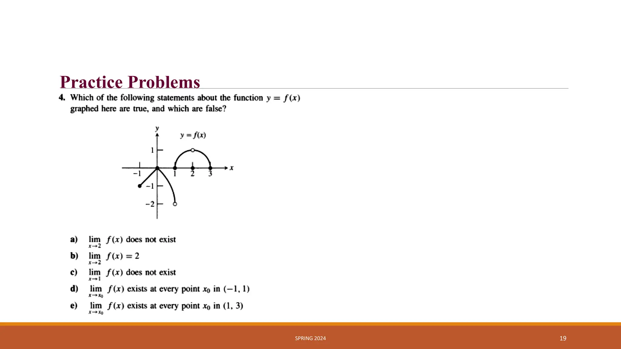 SPRING 2024 19
Practice Problems
 