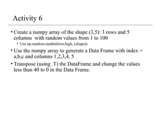 Lecture Pandas experiments with example | PPTX