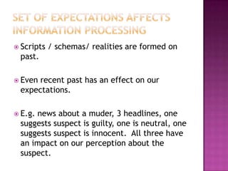 Perception Script Examples Lecture 3 perceptual process | PPTX