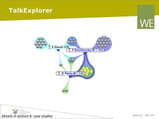 TalkExplorer

Details	
  in	
  lecture	
  6:	
  case	
  studies	
  

06/03/14

pag. 122

 