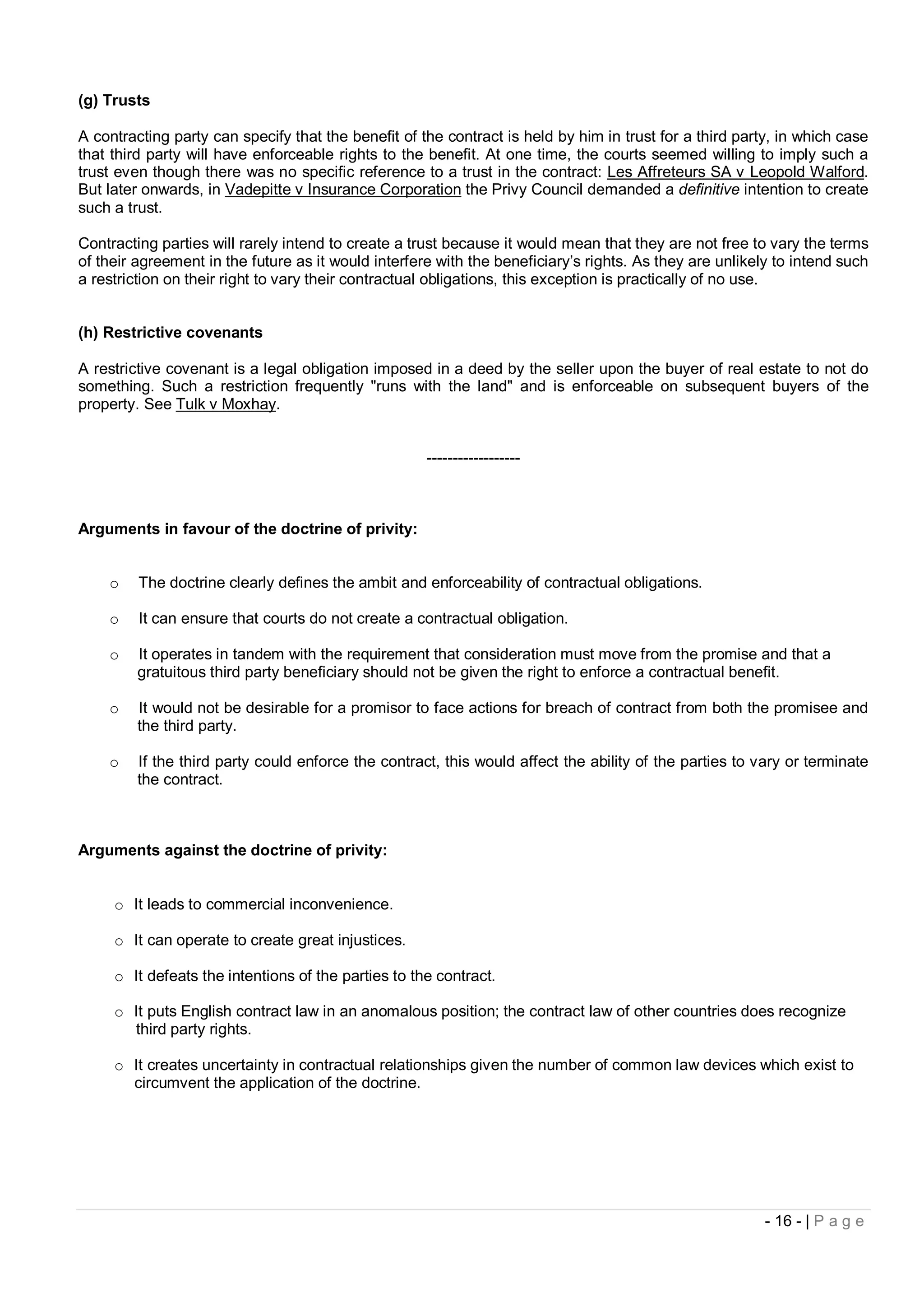 Lecture 3 study notes - contract law | PDF