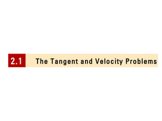 The Tangent and 2.1 Velocity Problems 
 