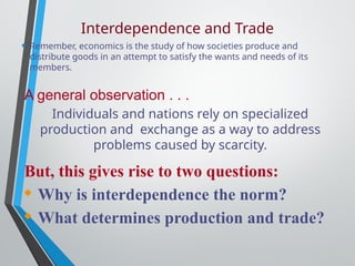 Interdependence and Gains from trade. Economy | PPTX