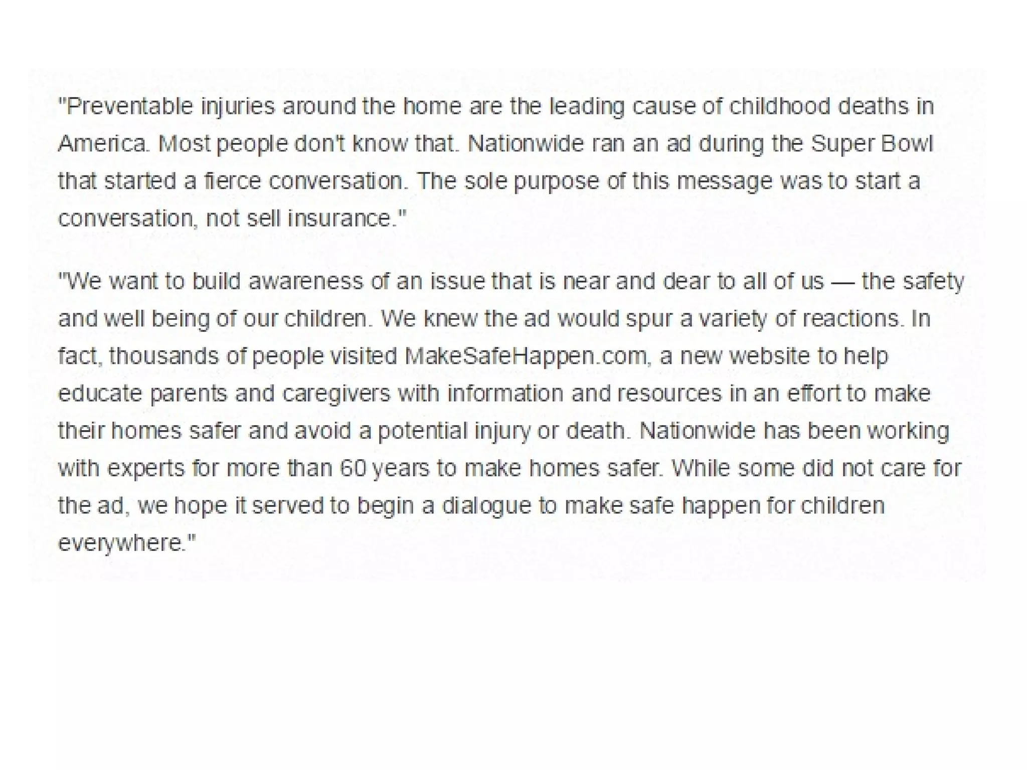 Current Events Discussion:
Nationwide Super Bowl
Commercial
 