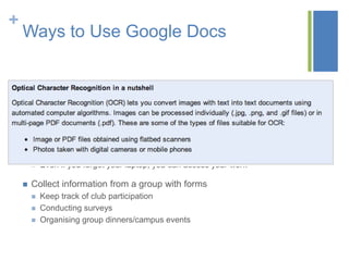 Lecture 31: Google Docs | PPT