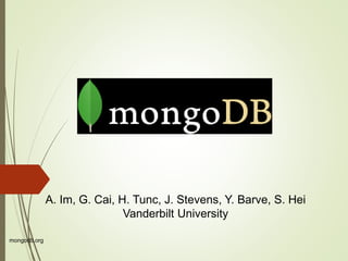 mongodb.org
A. Im, G. Cai, H. Tunc, J. Stevens, Y. Barve, S. Hei
Vanderbilt University
 