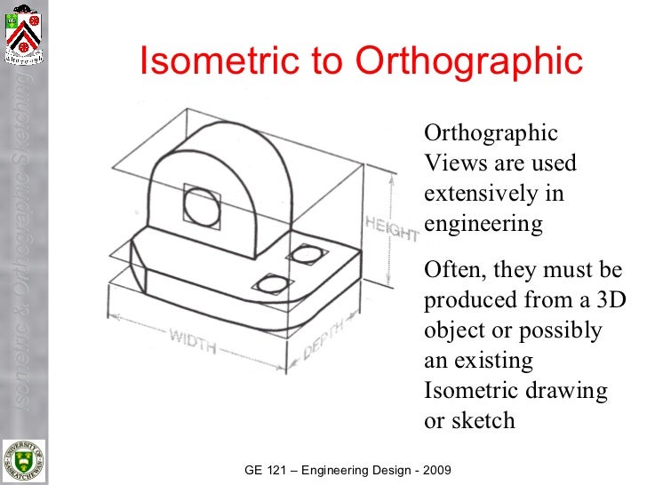 Isometric to Orthographic
Isometric & Orthographic Sketching




                                                         ...