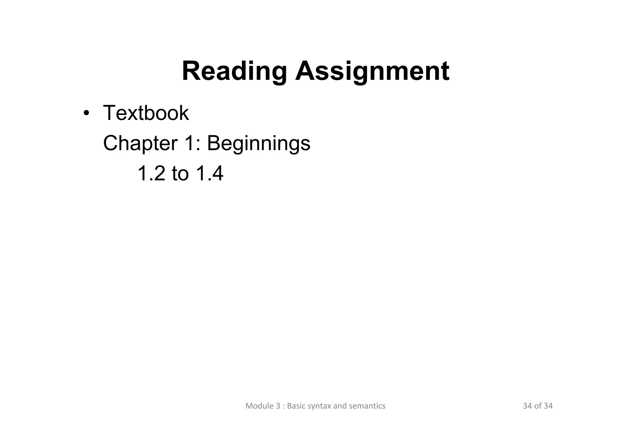 Lecture 3 basic syntax and semantics | PDF